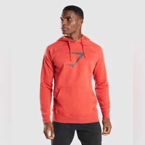 Gymshark men’s shark head hoodie orange black big logo size large